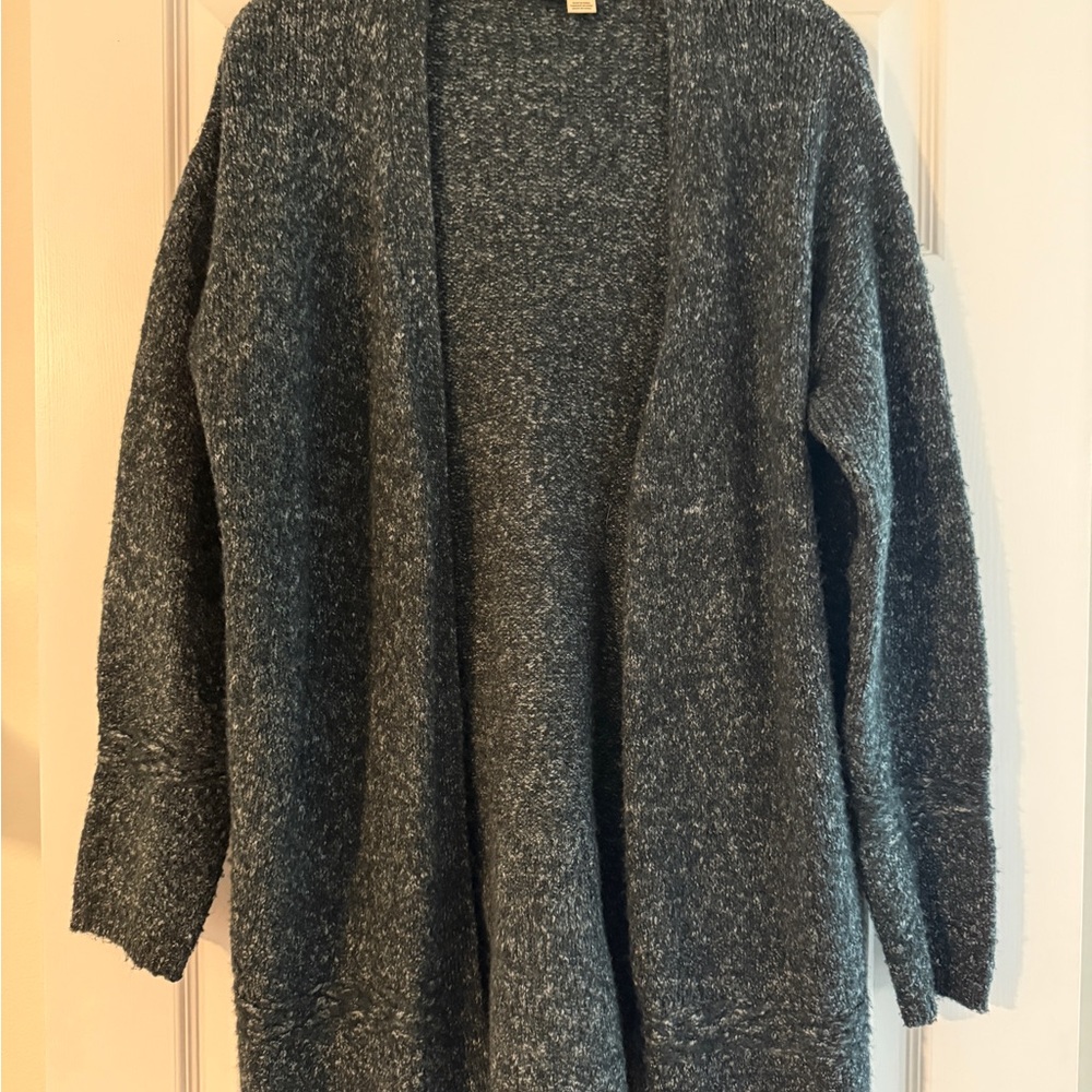 Roxy Gray Cardigan Sweater with Cozy Knit Texture